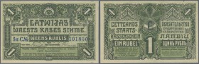 Latvia /Lettland
1 Rublis 1919 P. 2a, series ”C”, in crisp original condition: UNC.