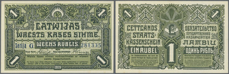 Latvia /Lettland
1 Rubli 1919 P. 2b, series ”G”, in very crisp original conditi...