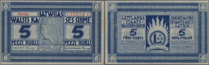 Latvia /Lettland
5 Rubli 1919 P. 3b, series ”C”, signature Erhards, light dints...