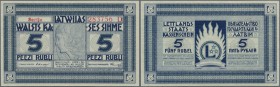 Latvia /Lettland
5 Rubli 1919 Series ”D”, P. 3c, signature Erhards, light dint at lower right corner, unfolded, condition: aUNC.