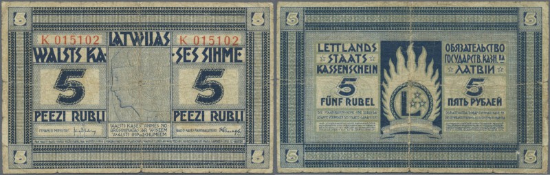 Latvia /Lettland
5 Rubli 1919 seldom seen Series ”K”, P. 3f, signature Kalnings...