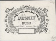 Latvia /Lettland
Rare large size proof print of 10 Rubli 1919 P. 4a/bp, size 205x148mm, printed uniface in black on card, unfolded but with light han...