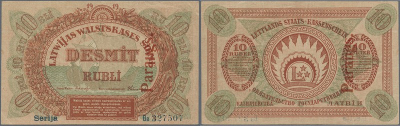 Latvia /Lettland
Rare Specimen note 10 Rubli 1919 P. 4as, with regular serial n...
