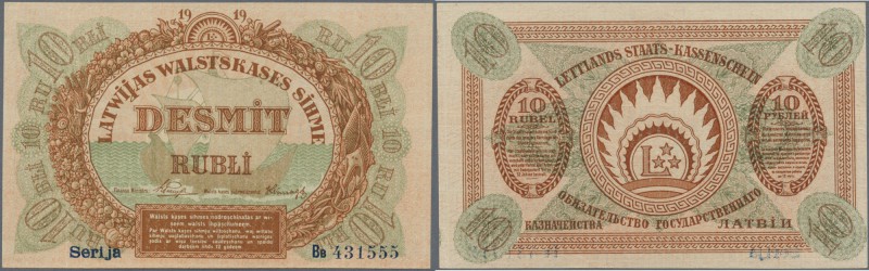 Latvia /Lettland
10 Rubli 1919 P. 4c, series ”Bb”, sign. Purins, light corner d...
