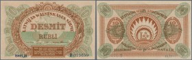 Latvia /Lettland
10 Rubli 1919 P. 4d, series ”B”, sign. Purins, light corner bends at upper and lower left corner, otherwise perfect, condition: aUNC...