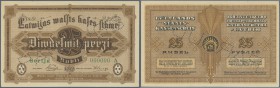 Latvia /Lettland
25 Rubli 1919 Specimen P. 5as, series A, zero serial numbers, PARAUGS perforation at center, unfolded, light dints at upper right, t...