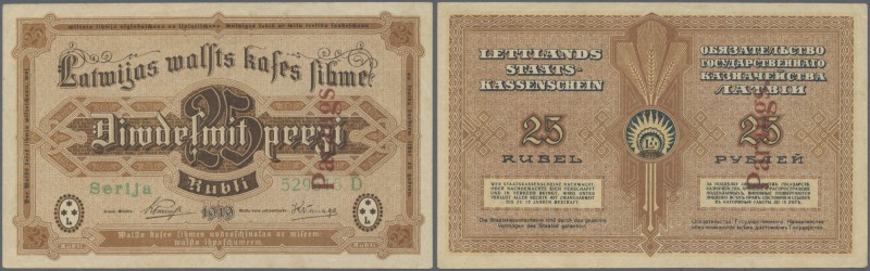 Latvia /Lettland
25 Rubli 1919 SPECIMEN P. 5es, series D, regular serial number...