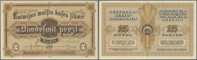 Latvia /Lettland
Rare Specimen Proof print of 25 Rubli 1919 P. 5hs, front and back seperatly printed, PARAUGS perforation at center, series ”N”, zero...
