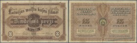 Latvia /Lettland
Rare PROOF print of 25 Rubli 1919 P. 5a-f(p), without serial number, sign. Purins, used with several folds and creases in paper but ...