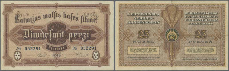 Latvia /Lettland
25 Rubli 1919 P. 5a(f), sign. Purins, unique because it is the...