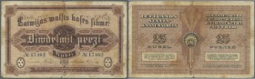 Latvia /Lettland
25 Rubli 1919 P. 5b, sign. Purins, rare with blue colored serial numbers, only 34000 notes of this type were printed and only 26000 ...