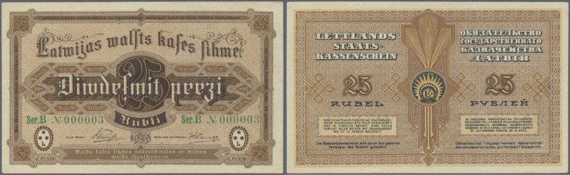 Latvia /Lettland
Highly rare 25 Rubli 1919 P. 5d series B with low serial numbe...
