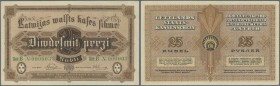 Latvia /Lettland
Highly rare 25 Rubli 1919 P. 5d series B with low serial number #000003 in green color, sign. Purins, so this is the nr. 3 of 250000...