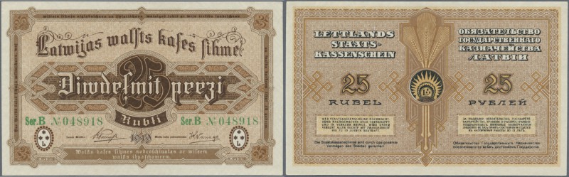 Latvia /Lettland
25 Rubli 1919 P. 5d, series B, sign. Purins, green serial numb...