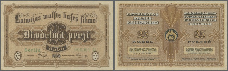 Latvia /Lettland
Highly rare 25 Rubli 1919 P. 5e series C with low serial numbe...