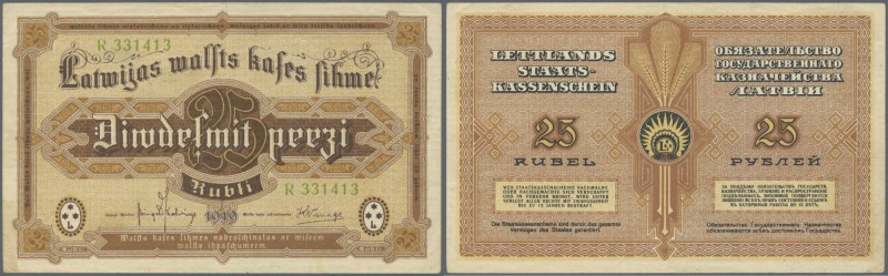 Latvia /Lettland
25 Rubli 1919 P. 5h, series ”R”, sign. Kalnings, center fold a...