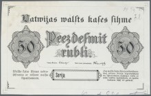 Latvia /Lettland
Rare uniface FRONT PROOF of 50 Rubli 1919 P. 6p, without serial number, sign. Erhards, printed in black color on white paper, printe...