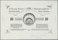 Latvia /Lettland
Rare uniface BACK PROOF of 50 Rubli 1919 P. 6p, without serial number, printed in black color on white glossy paper, printers annoat...