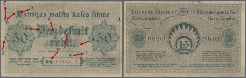 Latvia /Lettland
Rare contemporary forgery of 50 Rubli 1919, series A, P. 6(f),...