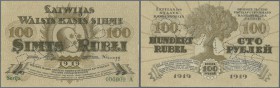Latvia /Lettland
Rare SPECIMEN note of 100 Rubli 1919 P. 7a-b,s, series ”A”, sign. Purins, zero serial number, PARAUGS perforation in center, unfolde...