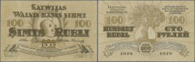 Latvia /Lettland
100 Rubli 1919 P. 7b, series ”C”, sign. Purins, vertical folds and creases in paper, no holes or tears, still strongness in paper, c...