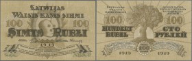 Latvia /Lettland
100 Rubli 1919 P. 7b, series ”E”, sign. Purins, crisp original paper, condition: UNC.
