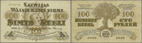 Latvia /Lettland
100 Rubli 1919 P. 7f, series ”U”, sign. Kalnings, no watermark in paper, relatively low serial number for this type of issue because...