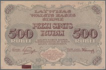 Latvia /Lettland
Rare PROOF print of 500 Rubli 1920 P. 8p, w/o serial, sign. Purins, uniface front proof in red/grey color, mounting traces on back s...