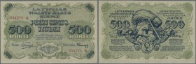 Latvia /Lettland
500 Rubli 1920 P. 8a, issued note, sign. Purins, series ”A”, center fold and light dints at left and right border, otherwise crisp w...