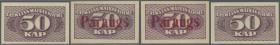 Latvia /Lettland
Set of 2 notes 50 Kap. 1920 as SPECIMEN and regular issue, P. 12s and P. 12, the Specimen overprinted ”PARAUGS” with light vertical ...