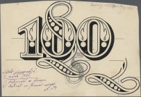 Latvia /Lettland
Rare proof print of a part of 100 Latu 1922 P. 14p, uniface in black, large size 274x189 mm, design study for the development of num...