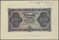 Latvia /Lettland
Rare PROOF print of 100 Latu 1923 P. 14p, uniface front proof print on watermarked paper, dark violet color print, not mirrored unde...