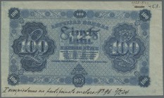 Latvia /Lettland
Rare PROOF print of 100 Latu 1923 P. 14p, uniface front proof print on watermarked paper, with base screen underprint, light blue co...