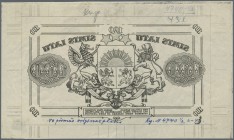 Latvia /Lettland
Unique mirror PROOF print of 100 Latu 1922 P. 14p, uniface print in black on white paper, printers annotations, mounting traces on b...