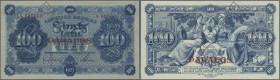 Latvia /Lettland
Rare 100 Latu 1923 SPECIMEN P. 14as, series A000000, sign. Kalnings, perforated and overprinted ”PARAUGS” in crisp original conditio...