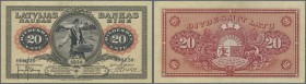 Latvia /Lettland
Very rare 20 Latu 1924 P. 15, sign. Kalnings, low serial #000120, 1.000.000 notes were delivered to Bank of Latvia in November 1925,...
