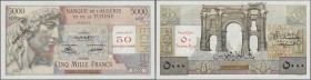 Algeria / Algerien
50 Nouveaux Francs overprint on 5000 Francs with perforation ”SPECIMEN” at right border and Specimen number 0001 at left center, P...