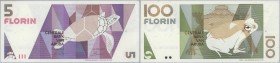 Aruba
official collectors book issued by the Central Bank of Aruba commemorating the first Banknote series of National design, containing 5, 10, 25, ...