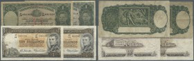 Australia / Australien
set of 4 notes containing 2x 10 Shillings ND P. 29a and 2x 1 Pound ND P. 26b, all used with many folds and creases, the 1 Poun...