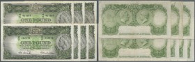 Australia / Australien
set of 7 notes 1 Pound ND P. 30a, portrait OEII, all used, 4x VF with crisp paper and vertical and horizontal folds, 2x F+ wit...