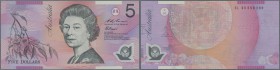 Australia / Australien
5 Dollars 1999 sign. Evans & Fraser P. 51 error note, the black intaglio print is missing on back side of the note. Together w...