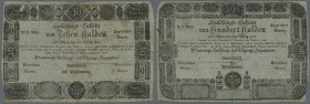 Austria / Österreich
Formular for 10 Gulden (on front) and 100 Gulden (on back) 1811 Formular, P.A47/A49 in well worn condition with stained paper, m...
