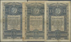 Austria / Österreich
set with 3 Banknotes 1 Gulden 1882, P.A153, all in used, or well worn condition, one of the notes with a larger missing part at ...