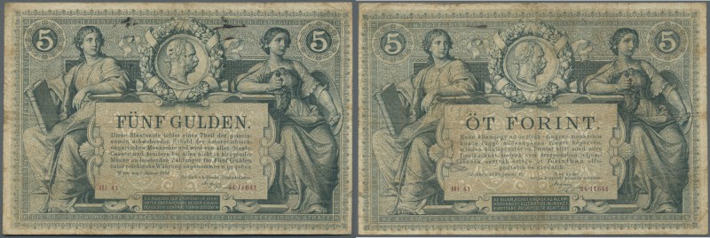 Austria / Österreich
5 Gulden / 5 Forint 1881 P. A154, used with folds and crea...