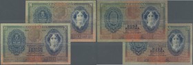 Austria / Österreich
pair of the 20 Kronen 1907, P.10, both notes in well worn condition with many folds and creases, several small tears along the b...