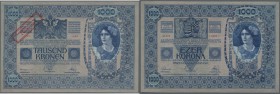 Austria / Österreich
1000 Kronen 1920 (old date 1902) P. 48 with additional stamp at upper left ”Ausgegeben nach dem 4. Oktober 1920” on Pick 8, nice...