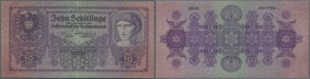 Austria / Österreich
10 Schillinge 1925 P. 89, used with strong center fold, horizontal fold, one minor hole and creases in paer, no tears, still str...