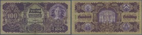 Austria / Österreich
100 Schilling 1927 P. 97, used with stronger center fold, center hole, borders a bit worn in the area where the center fold ends...