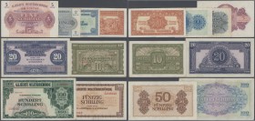 Austria / Österreich
small lot with 44 Banknotes Austria Alliierte Militärbehörde 1944, containing 8 x 50 Groschen, 4 x 1 Schilling, 4 x 2 Schilling,...