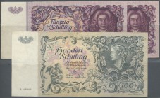 Austria / Österreich
small set with 3 Banknotes 2 x 50 Schilling 1951 P.130 and 100 Schilling 1949 2. Auflage P.132. All 3 notes with handling traces...